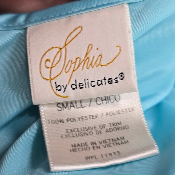Vintage Y2K Sophia Delicates Chemise Pastel TEal Fairy Slip Dress Lace Satin - Picture 4 of 6